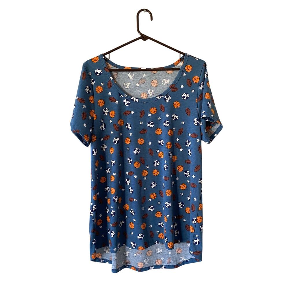 Lularoe Sports Themed Classic T Sz XL Basketball Soccer Football Balls